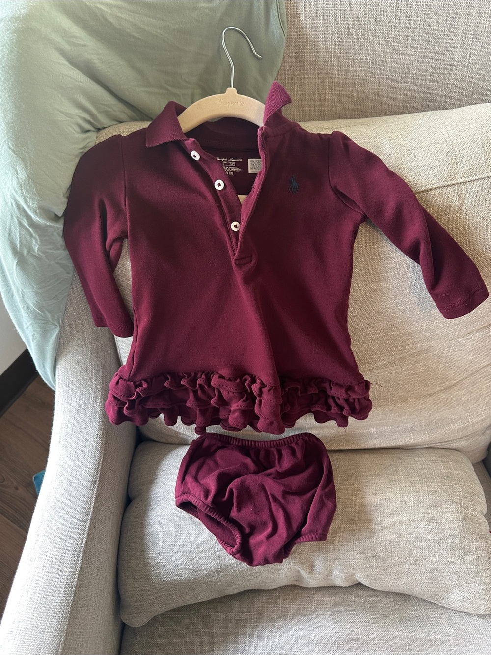 Ralph Lauren baby girl dress and matching bloomers 9 months